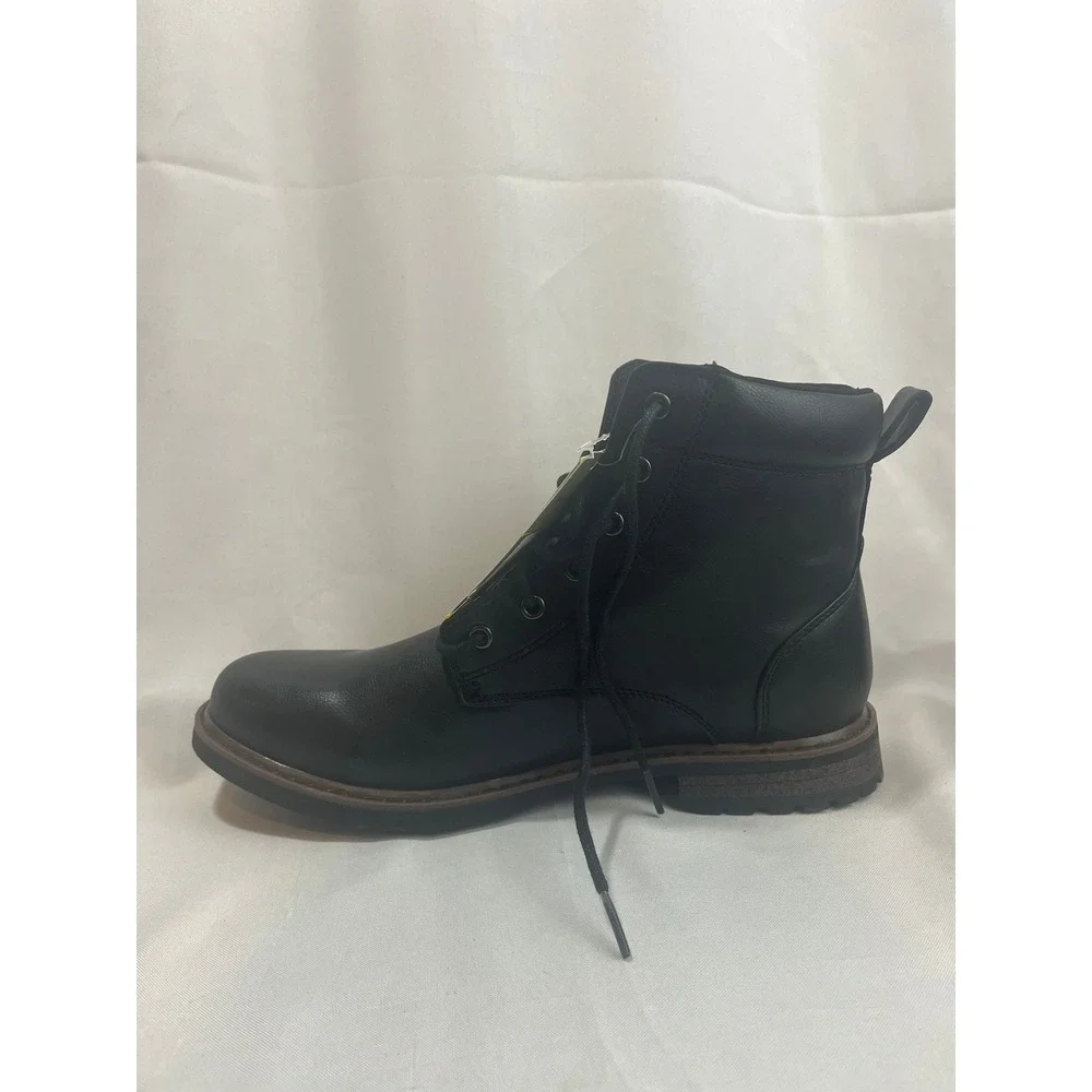 Goodfellow & Co Mens Black Lace Up Combat Boots Faux Leather‎ Lug Sole Size 10
